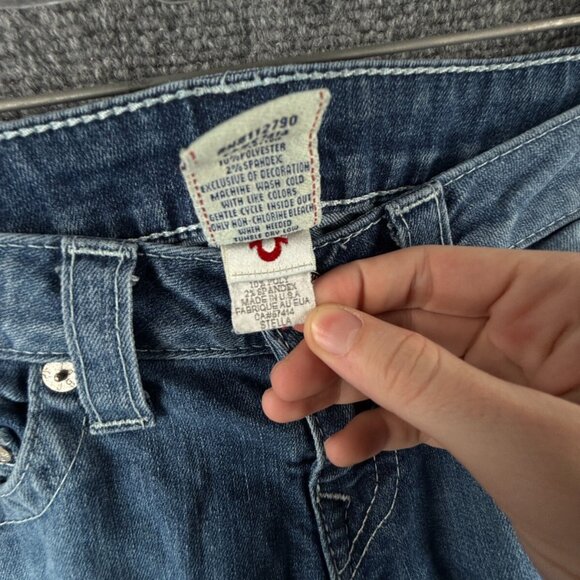 True Religion Blue Jeans Women 31x26 USA Denim Embroidered Urban Adult Ladies - Picture 9 of 13